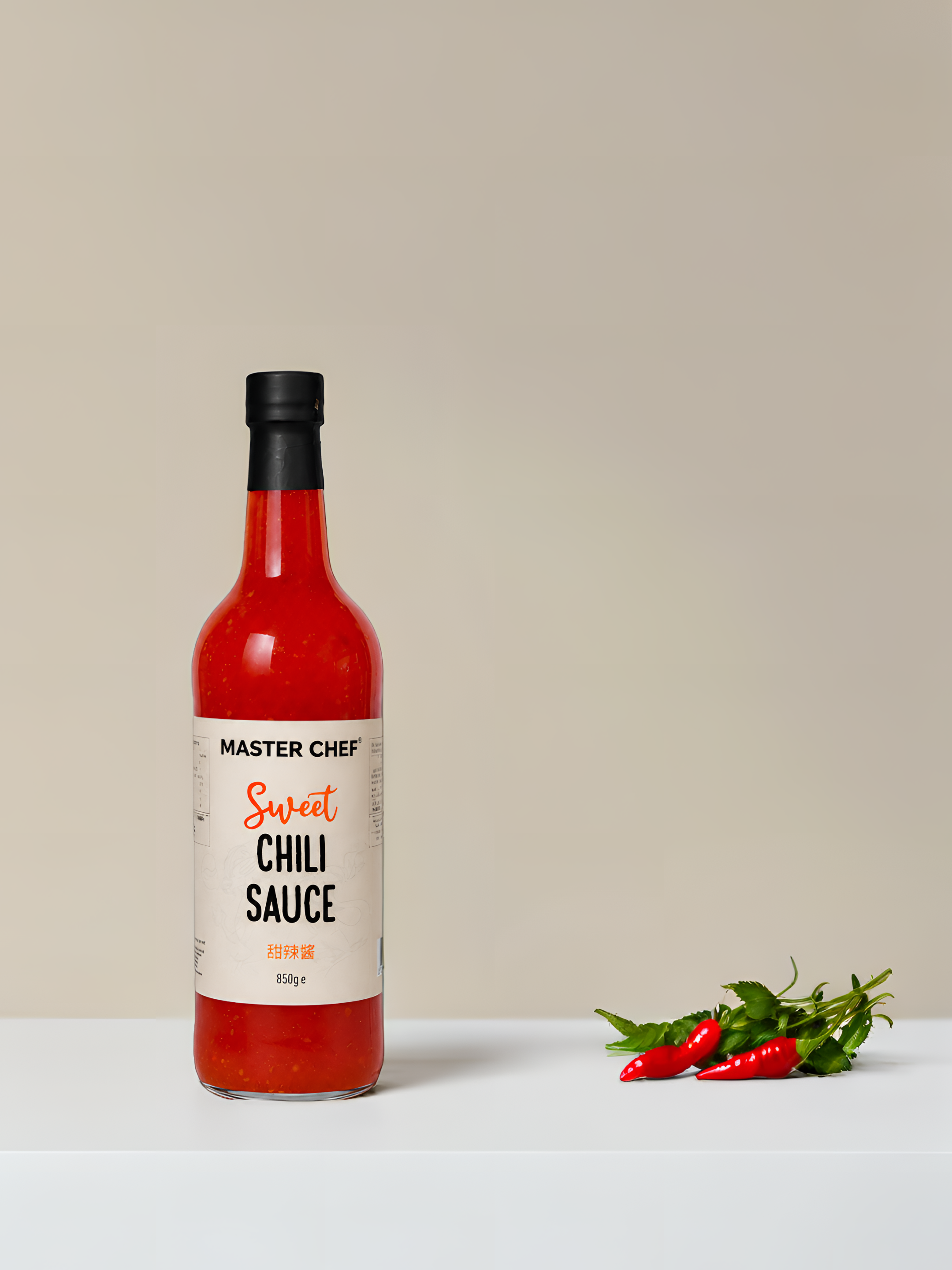 MasterChef Sweet Chili Sos 850 g ve kırmızı biberler